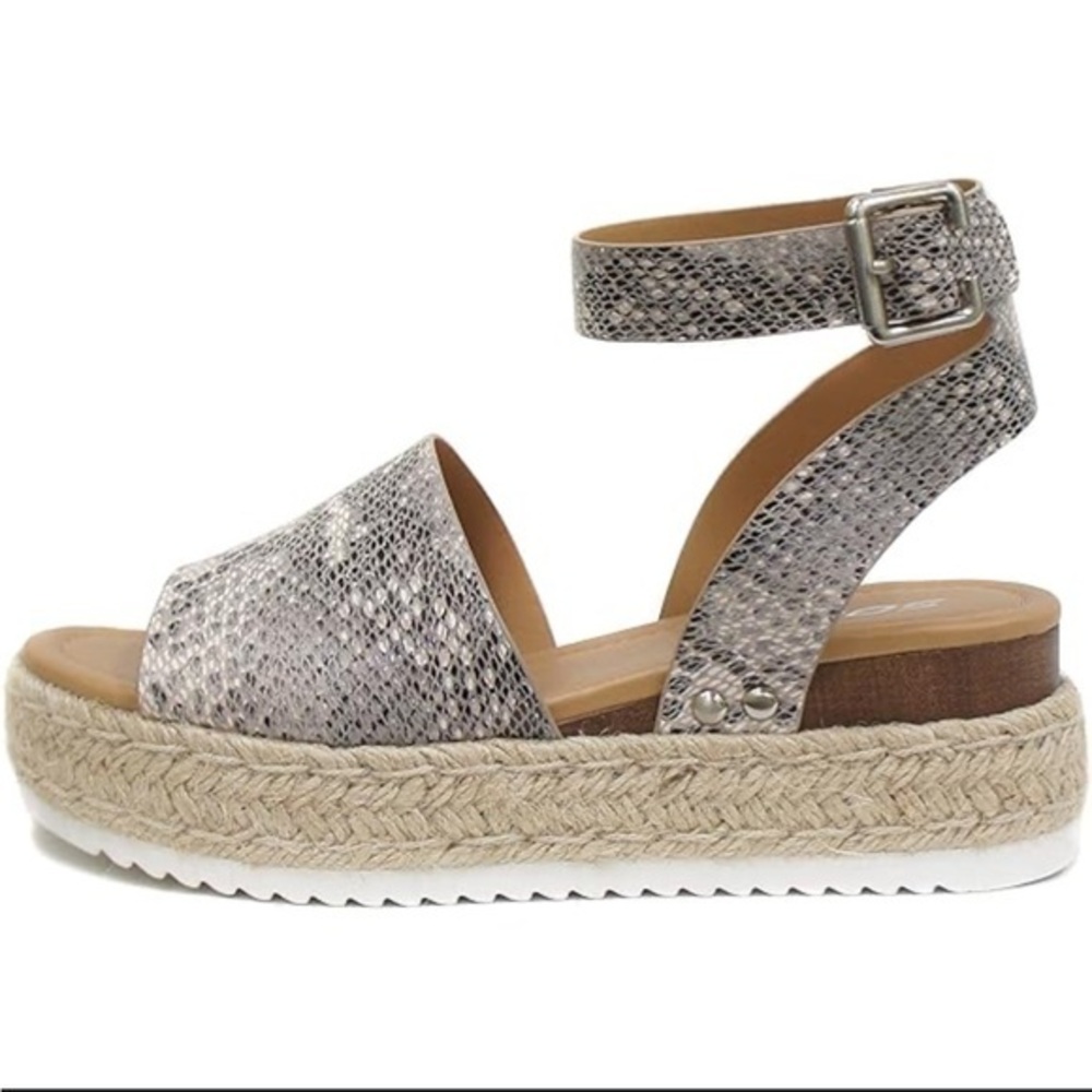 Soda Women's Snake Print Espadrille Sandals